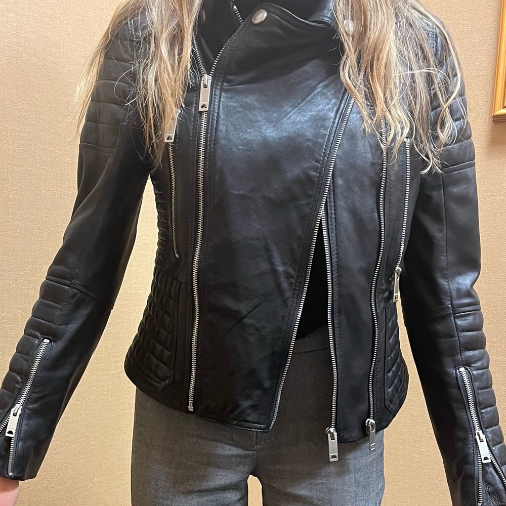 Burberry Women’s Leather Biker Style Jacket